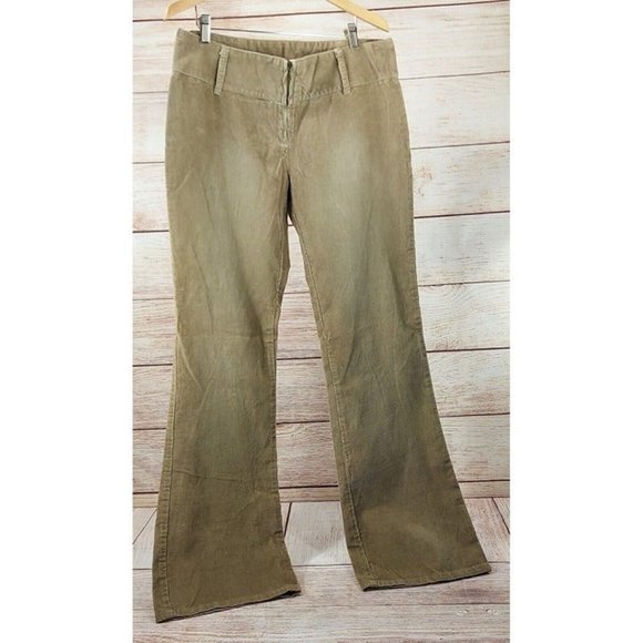 Women's Low Waist Corduroy Pants Vintage Wide Leg 70's Tan Flare End Jeans Sz 14 - Picture 2 of 12